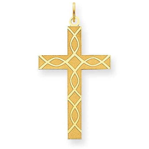 14K Yellow Gold Laser Designed Cross Charm 14K Yellow Gold Laser Designed Cross Charm